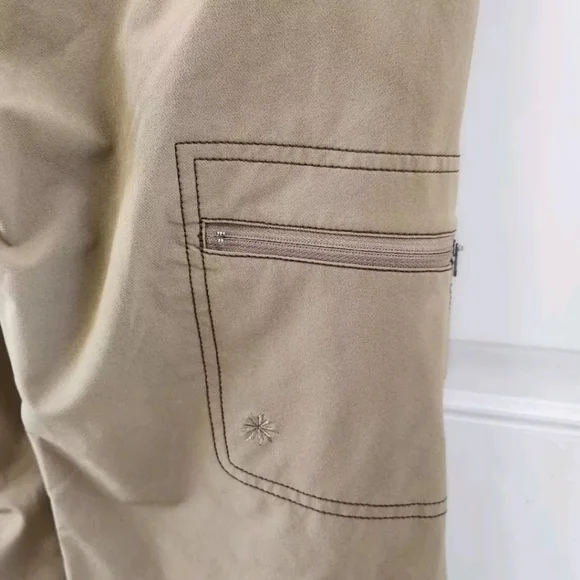 Athleta Adjustable Waist 45274 Tan Side Zipper Pocket Wide Leg Womens Size 4 - Picture 7 of 10